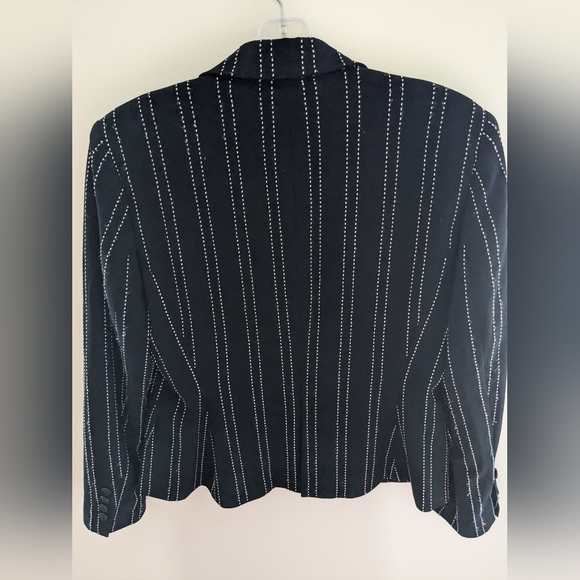 Vintage Nygard Black Buttoned Blazer White Stripes Tailored Size 8 - Picture 3 of 6